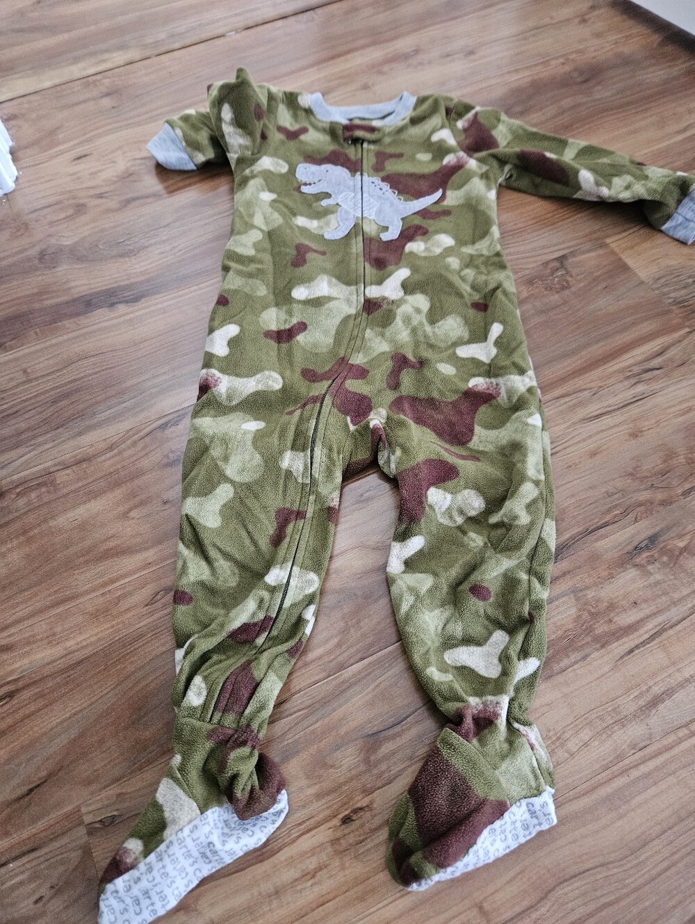 Cozy Carters Camo Dino Footed One-Piece Pajamas - Green 24 Months